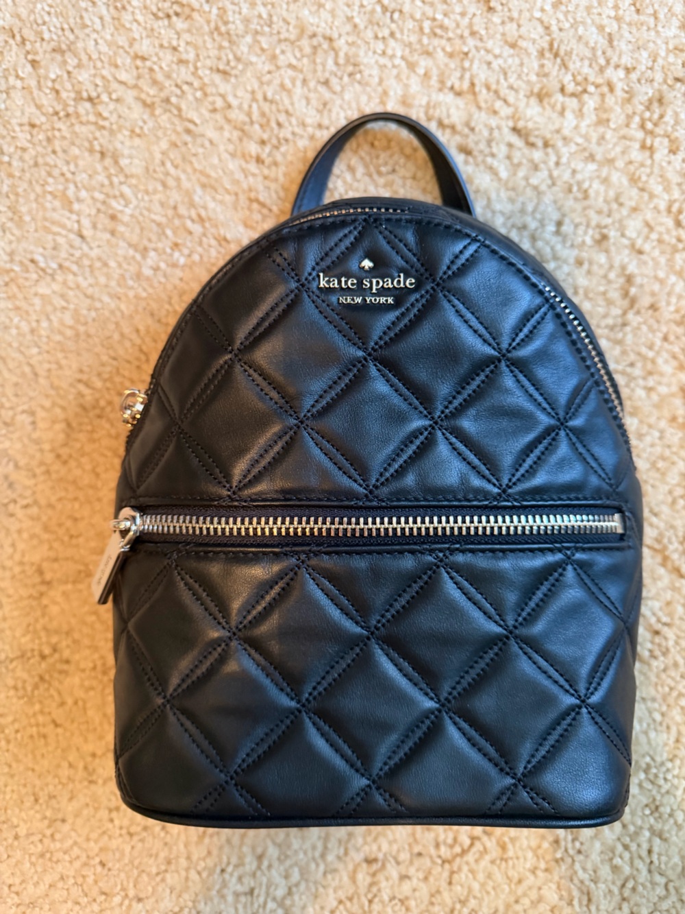 Small kate spade Black Quilted Leather Backpack with Gold Hardware